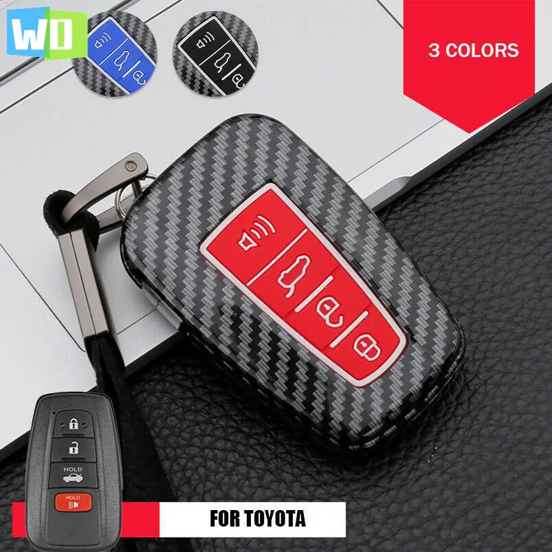 

Carbon Fiber ABS Car Key Fob Case Cover Bag For Toyota Camry Hybrid RAV4 Highlander Avalon Prius Key Covers For House Keys