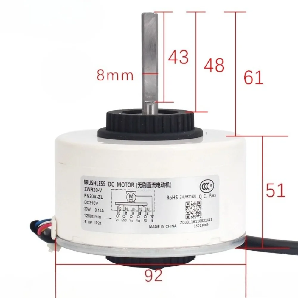 New For Gree Air Conditioner Indoor Unit DC Fan Motor ZWR20-V DC310V 20W 1250RPM FN20V-ZL Conditioning Parts