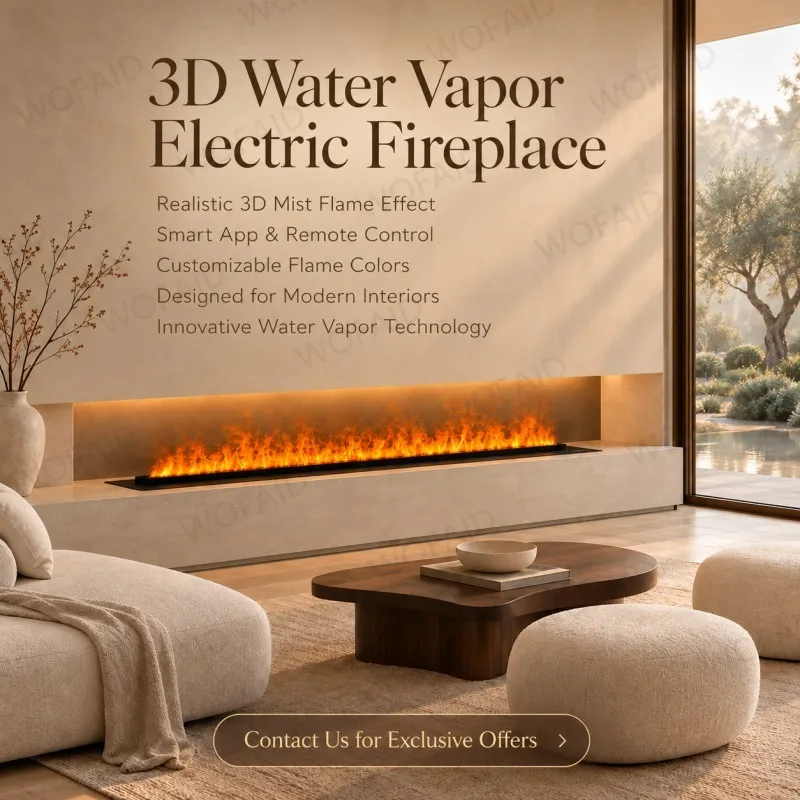 WOFAID 3D Atomizing Electric Fireplace Nordic Style Built in Water Mist Flame Decorative Fire for Living Room  Chimenea Firepit