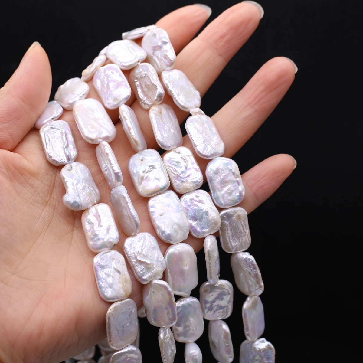 

12x17mm White Natural Freshwater Pearls Baroque Rectangular Pearl Beads Spacer Beads for Jewelry Making DIY Necklace Earrings