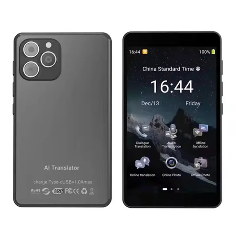مترجم T22 ذكي محمول شاشة كبيرة في الوقت الحقيقي لغة عبر الإنترنت ترجمة ChatGPT جهاز ترجمة الصوت والصور AI