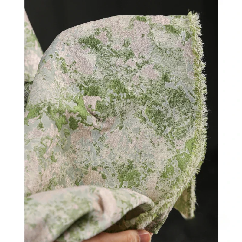 

Retro Texture Jacquard Cloth Gradient Art National Style Pink Green Moss Mottled Texture Reengineering Clothing Design Fabric