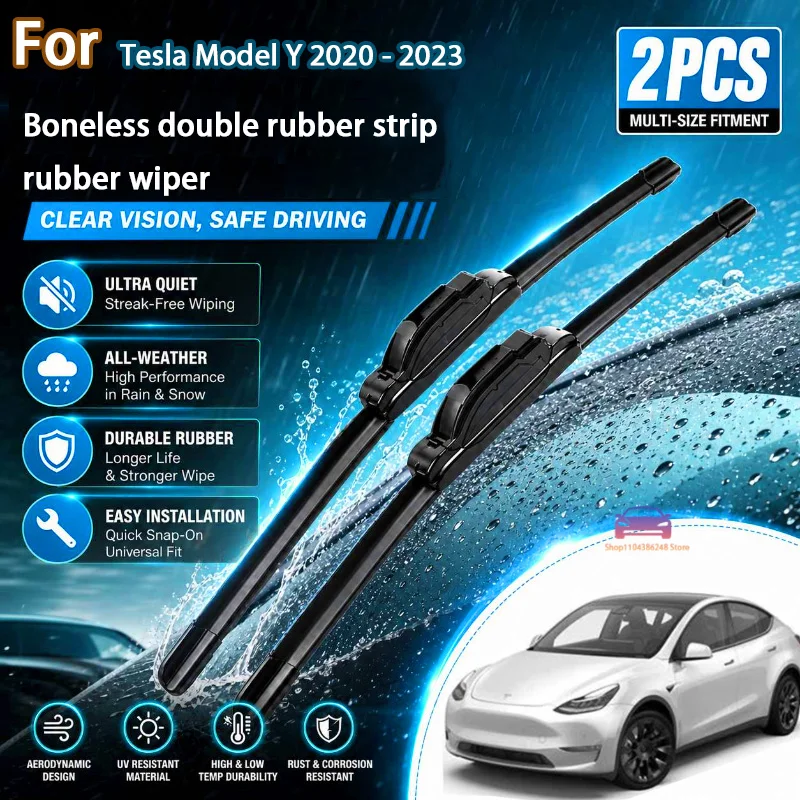 

Front Wiper Blades For Tesla Model Y 2020 - 2023 Windshield Windscreen Clean Window Car Rain Brushes 26"+19" Modification Parts