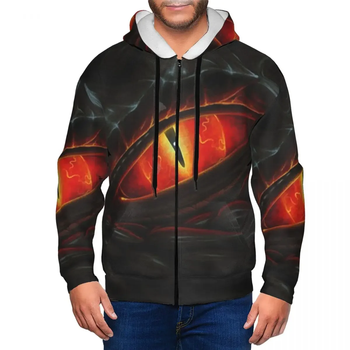 

3D Fire Dragon Head In Blue And Red Flame Zipper Hoodie Harajuku Pullover Autumn Winter Men Women Sweatshirt Long Sleeve Tops