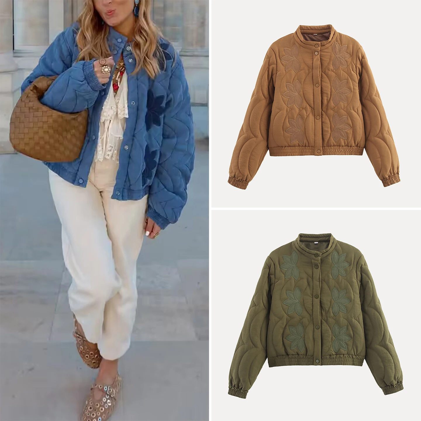 Jaqueta de aodão casual estilo f versátil colete de aodão bordado primavera outono moda outerwear confortável resp...