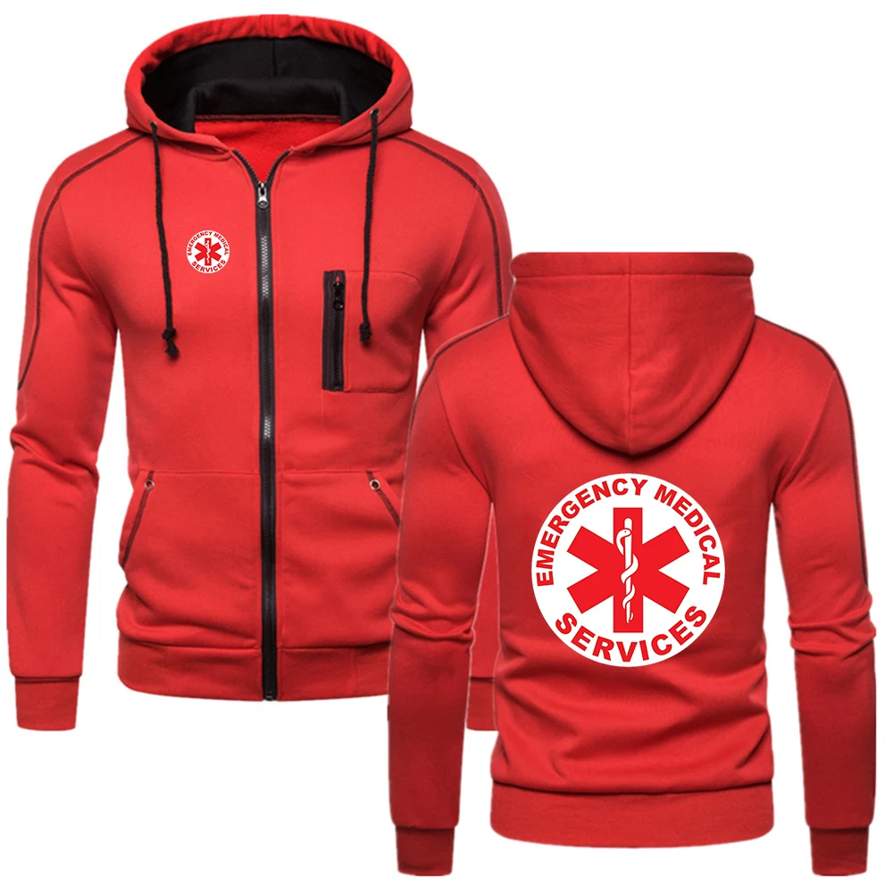 

EMT Emergency Ambulance 2024 Men Spring Autumn Printing Solid Color Hoodie Fashion Long Sleeve Comfortable Casual Zipper Coat