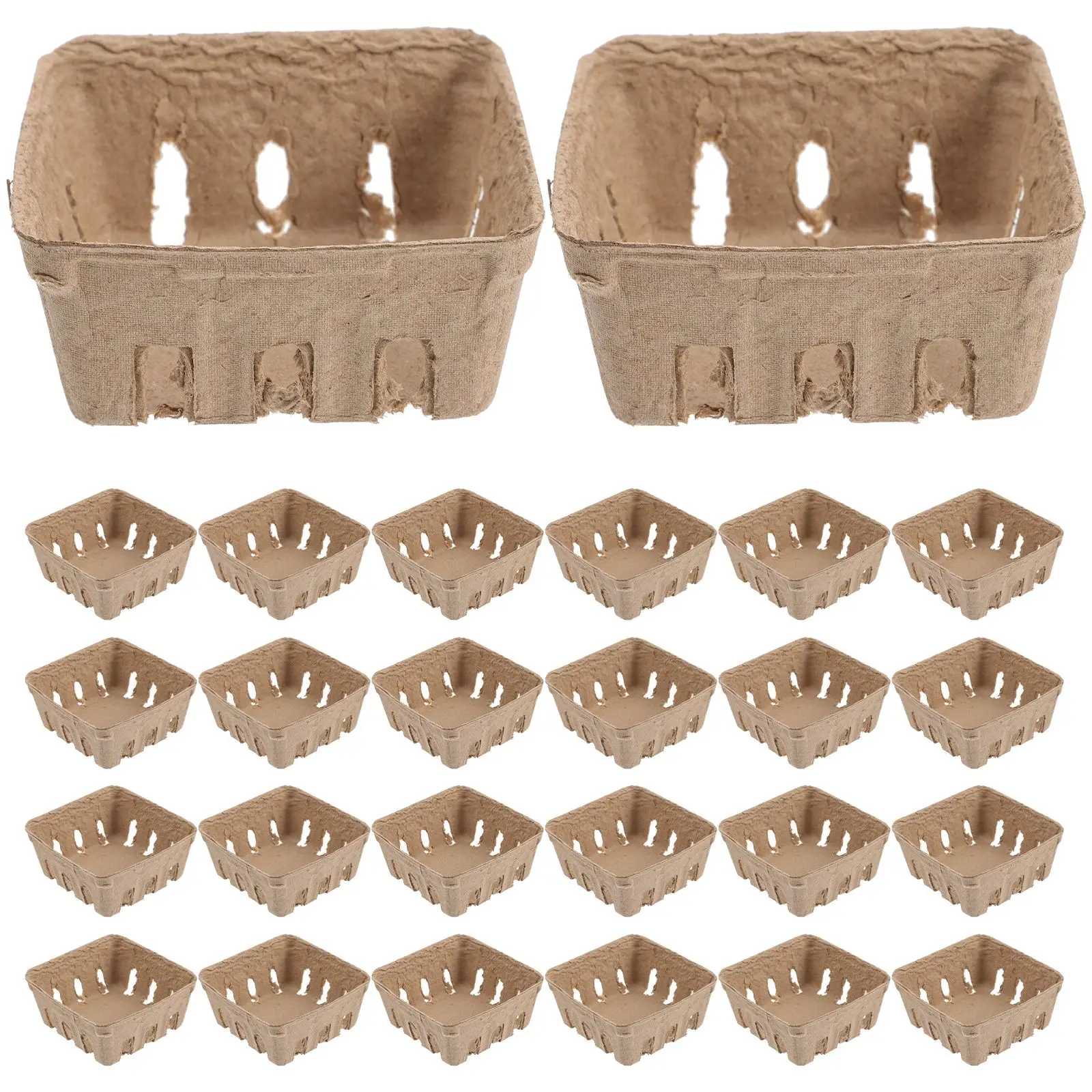 

50 Pcs Paper Pulp Fruit Tray Basket Vegetable Container Kitchen Essentials Home Storage Trays Square