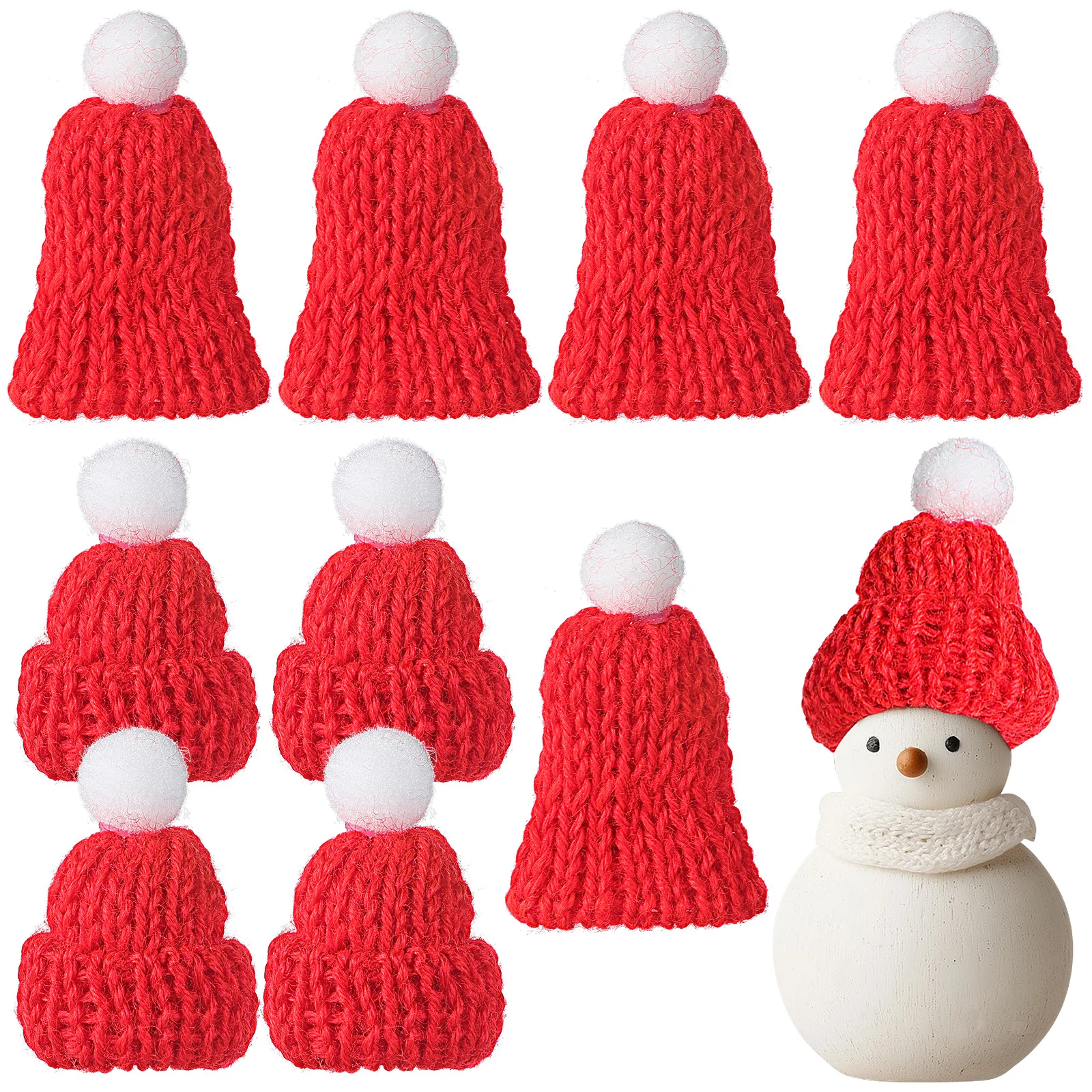 

10Pcs Mini Christmas Hat Accessories Knitted Santa Caps Festive Party Favors DIY Handmade Christmas Decoration Holiday Hats