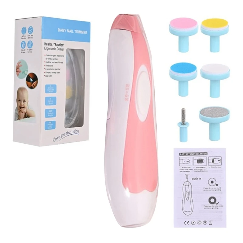 6 in 1 Baby Electric Nails File  Gentle and Safe Nails Care Grinding Tool Set