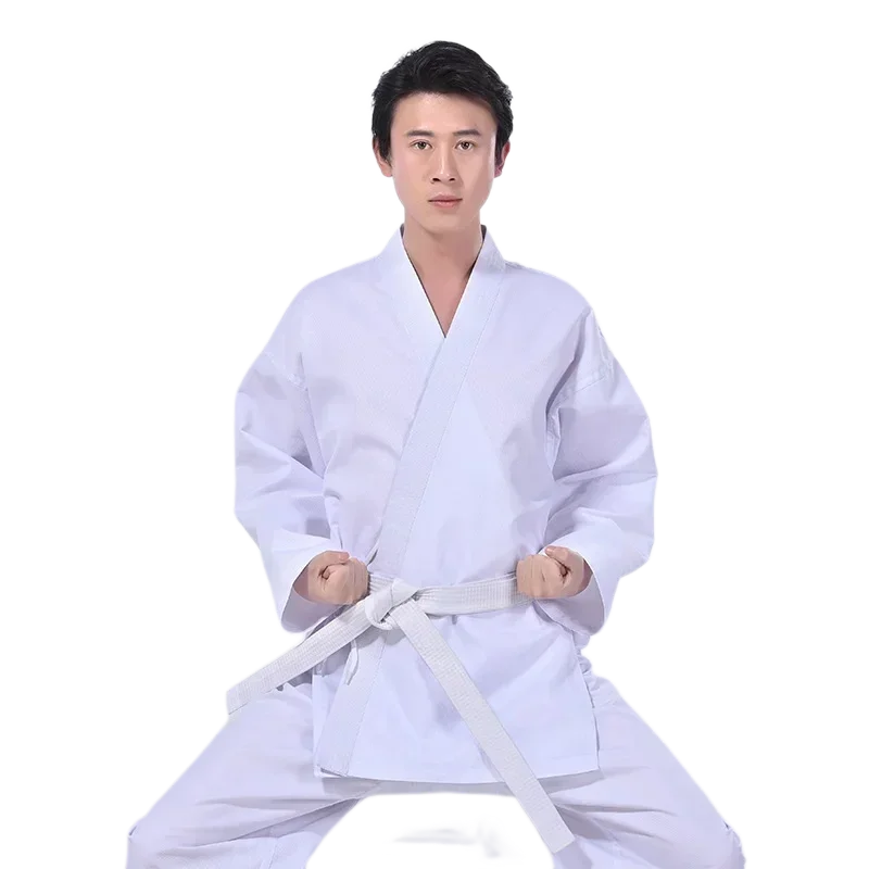 Karate Gi Uniform  Suit  Elastic Waistband For Kids Sports Training Fitness Gym Free White Belt