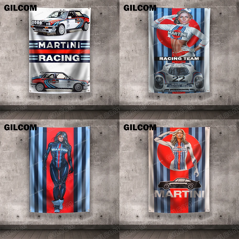 MARTINI Flag Racing Car Painting Racer Home Poster Advertise Logo Sport Outdoor Club Digital Printing Banner Brass Grommet