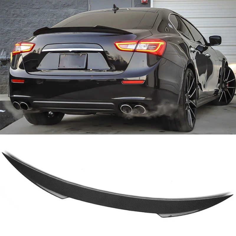 Carbon Fiber Rear Trunk Lip Spoiler Boot Wing For Maserati Ghibli Sedan 4 Door 2014 - 2016 Car Rear Trunk Wing Spoiler