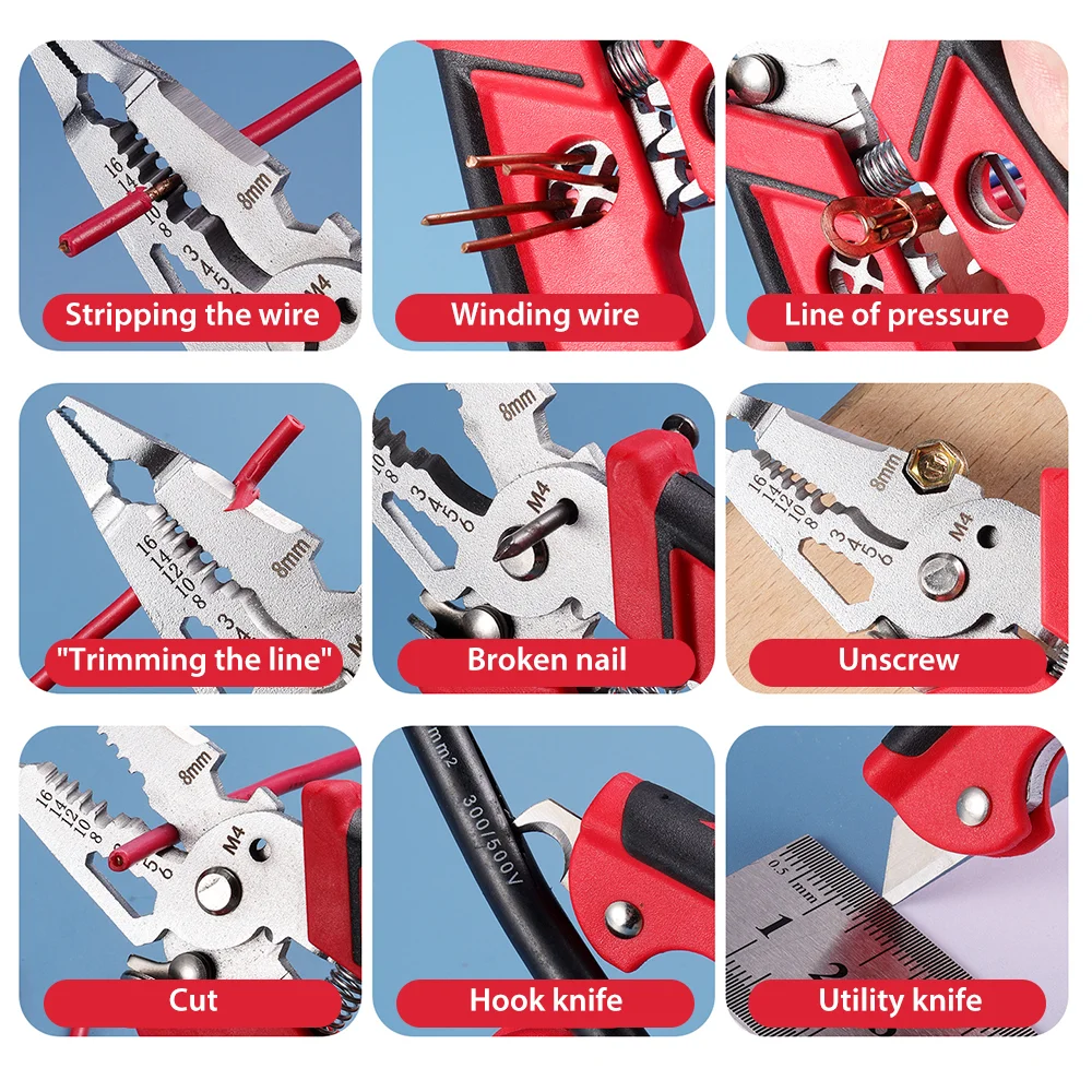 

Professional Electrician Wire Tool Cable Wire Stripper Cutter Crimper Automatic Multifunctional Crimping Stripping Plier Tools