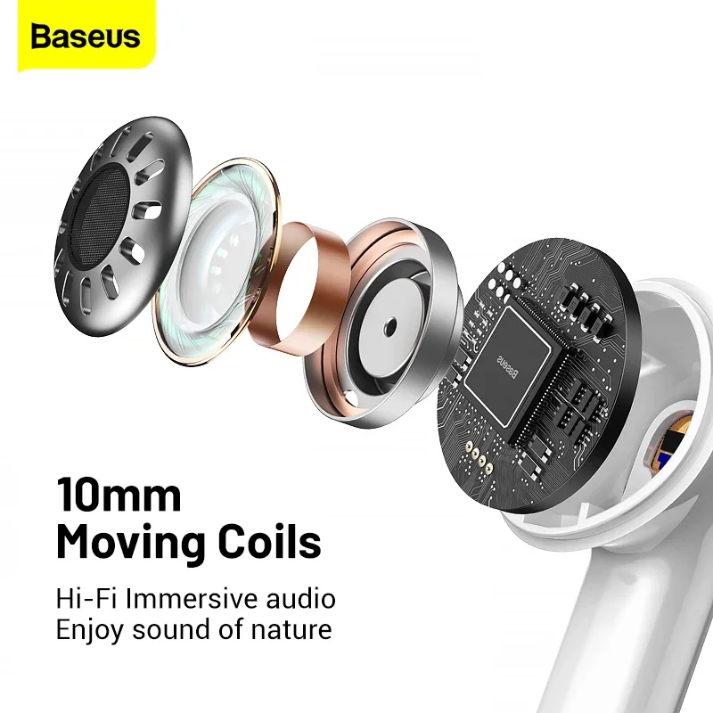 Imagem -04 - Baseus-fones de Ouvido w3 True Wireless Bluetooth 5.0 Fone de Ouvido com Microfone Tws Fone Redução de Ruído Hifi Gamer Headconjunto Pro