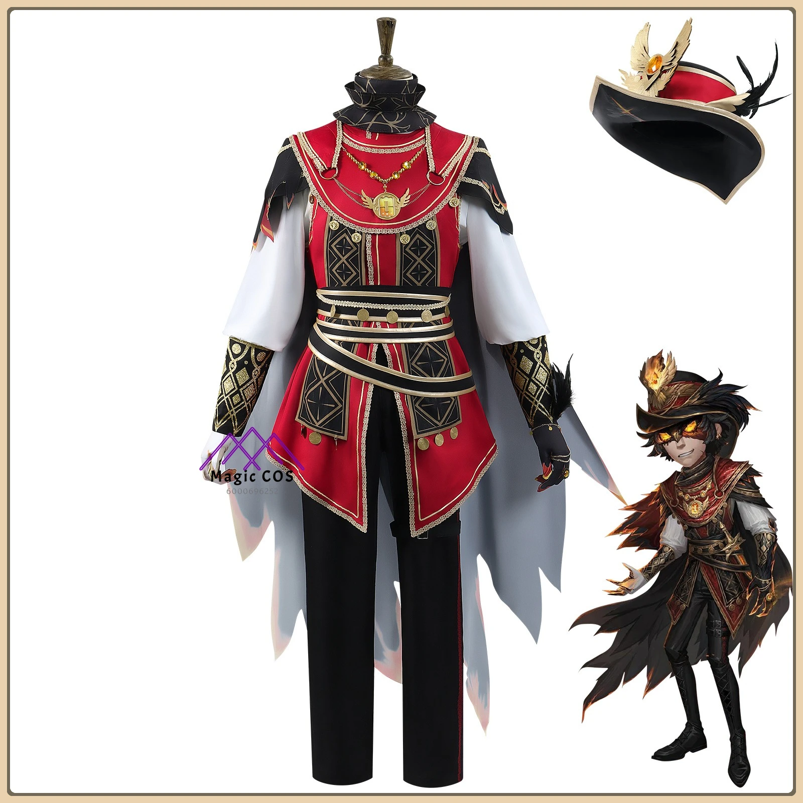 

Identity V Prospector Cosplay Costume Full Set Anime Clothes Mystic Rune &Cloak Themed for Men Role Playing Halloween Party Suit