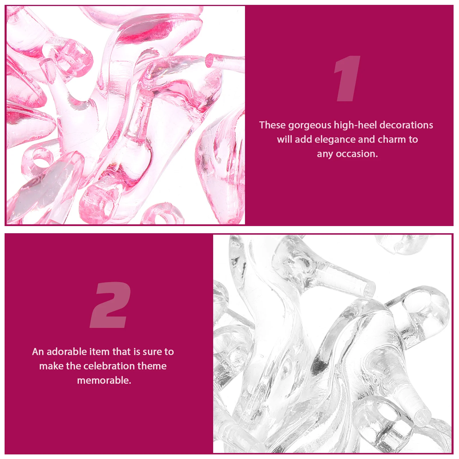 

96Pcs Acrylic High Heels Charms DIY Accessories for Party Shower Decorations Jewelry Making Craft Embellishment Bracelets