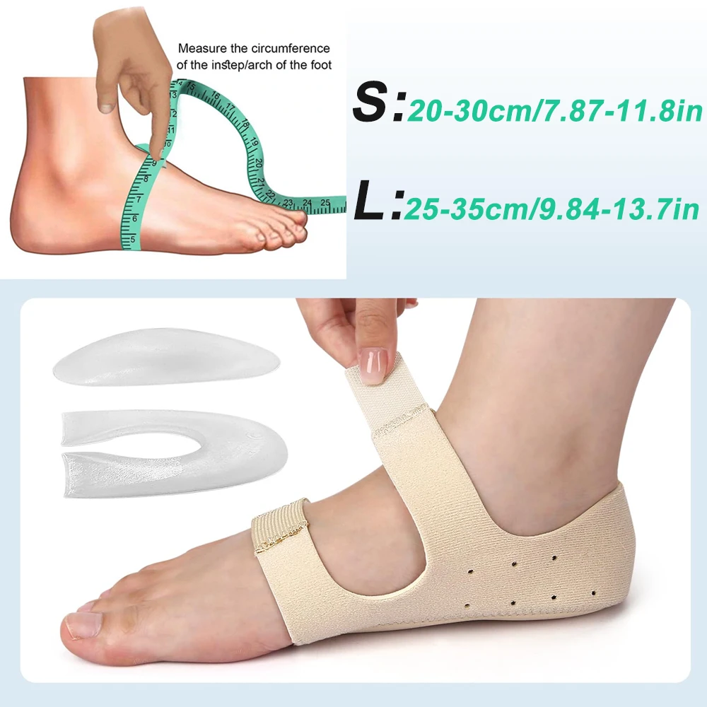 1 paar fasciitis plantaris gel hielbeschermers - hielcups met steunzool voor dames en heren - hielinzetstukken