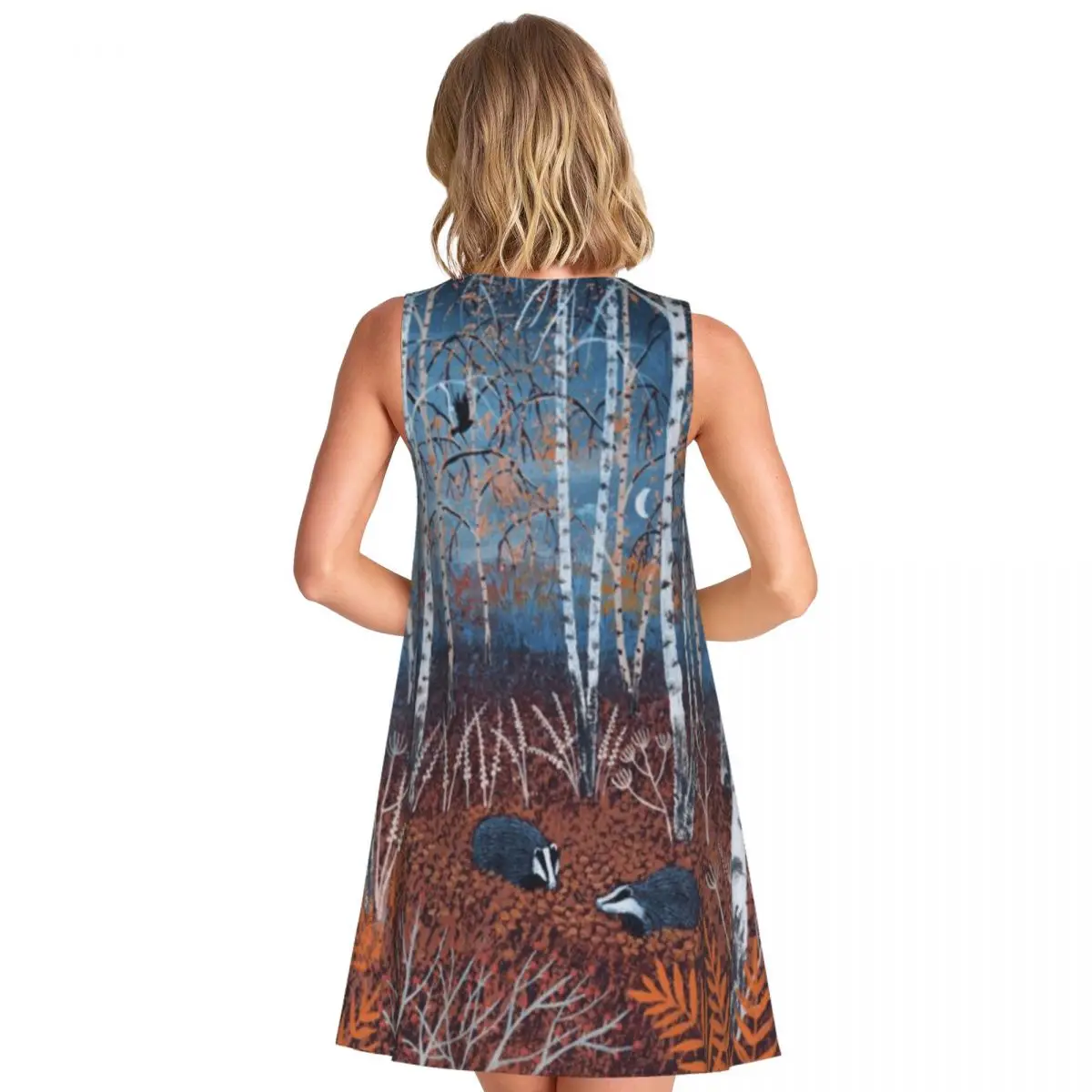 The Badgers Of Autumn Wood Women's Sleeveless Sweet Outing Leopard Dress Bohemian Knit Dress