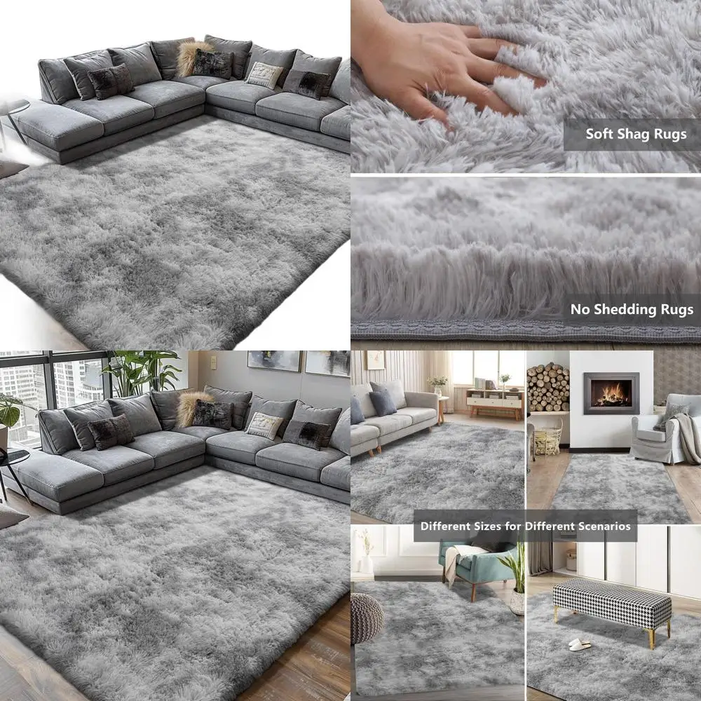 

Ultra Soft 6x9 Fluffy Area Rugs, Tie-Dye Grey, Ideal for Bedrooms, Living Rooms, Dorms, and Kids' Rooms