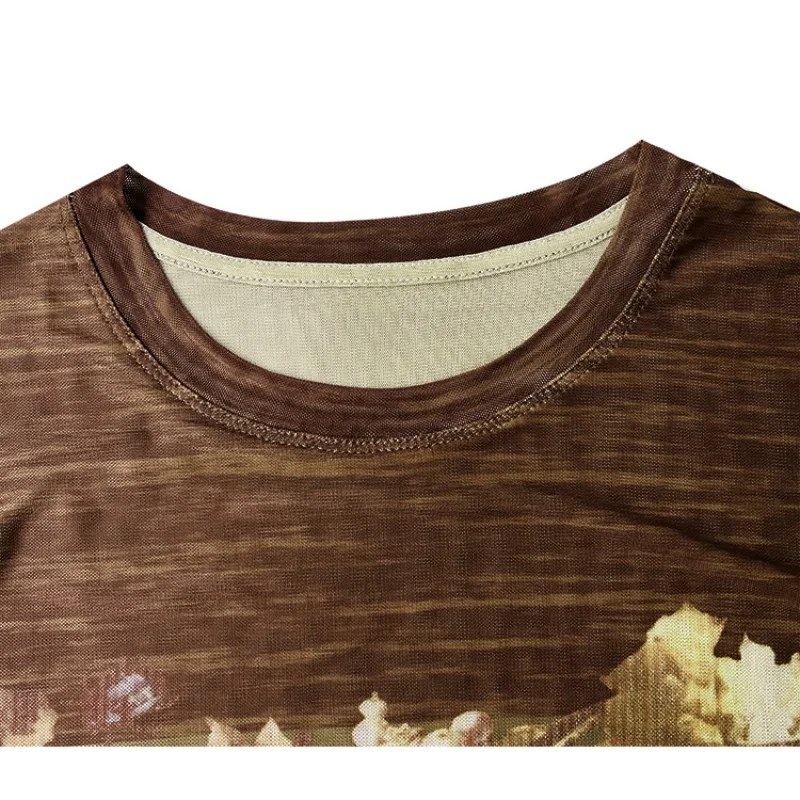New Fashion Diamond Double-layer Ice Silk Mesh T-Shirt For Women's Summer Short Sleeved Sexy Off Shoulder Slim Tees Shirt