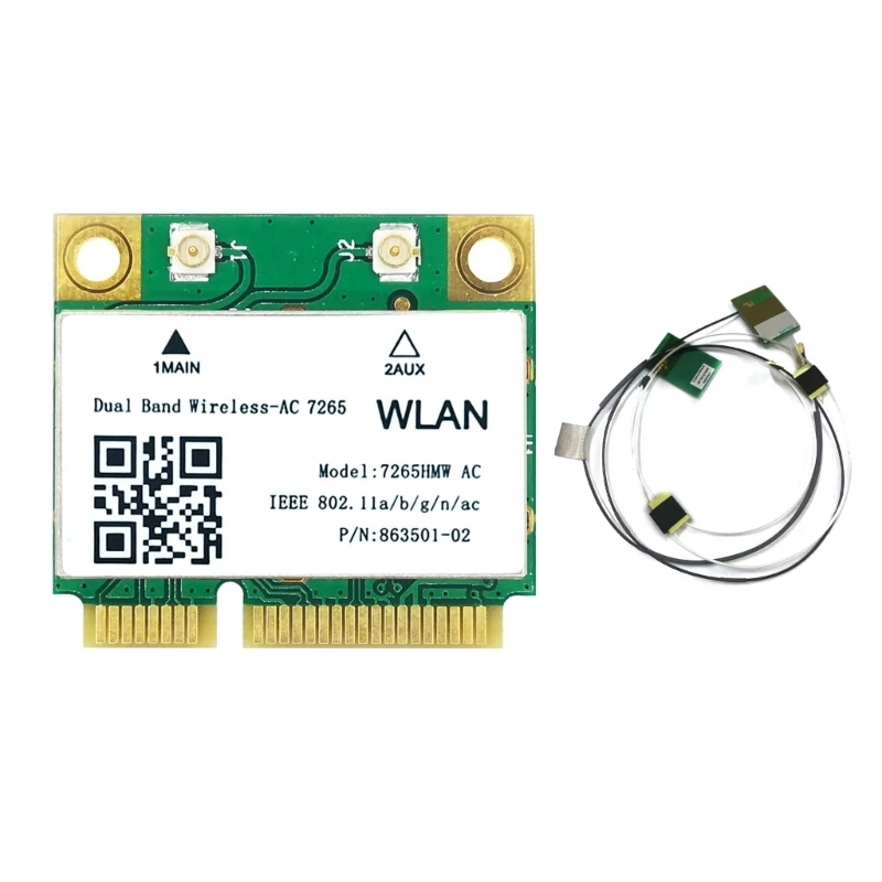 

1200Mbps Wireless AC7265 Mini PCI-E Wifi Card Bluetooth-compatible 4.2 802.11ac 7265HMW Dual Band 2.4G 5Ghz Adapter