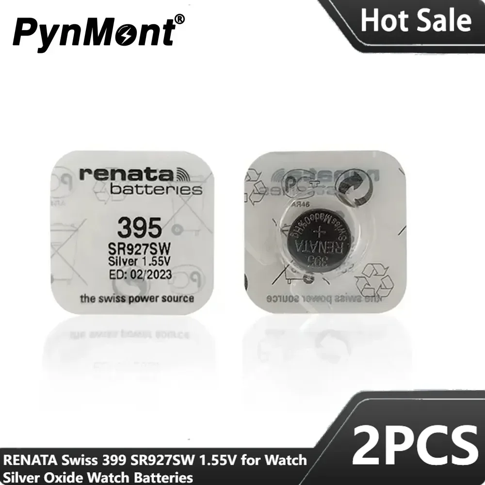 2PCS RENATA Swiss Made 399 SR927SW 1.55V for Watch Silver Oxide Watch Batteries