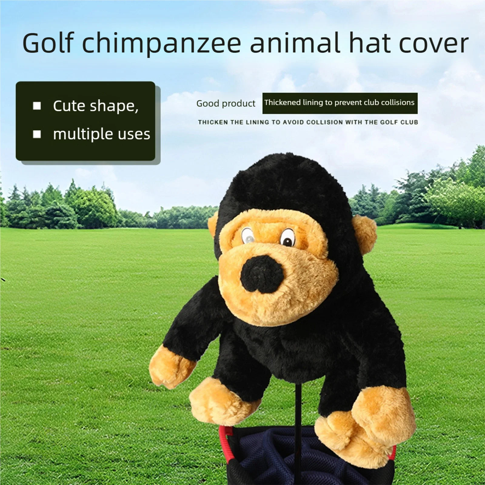 1Pc Cute Plush Chimpanzee Golf Club Head Cover Driver Wood Club Protection Headcover Golfer Gift
