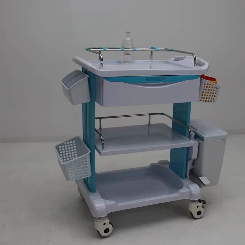 Medical Economical Anti-lock Braking System Multi-function Vehicle Portable Clinic Color Storage Car with Drawers with Trash Ca