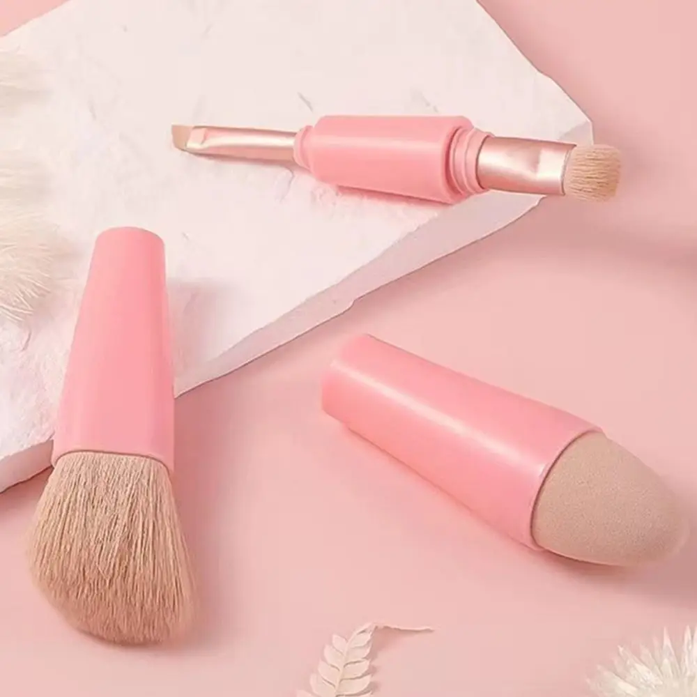 4-in-1 Makeup Brush Set Multifunctional Soft Double Ended Cosmetic Brushes Liner Brush Complexion Brush Contour Brush Travel