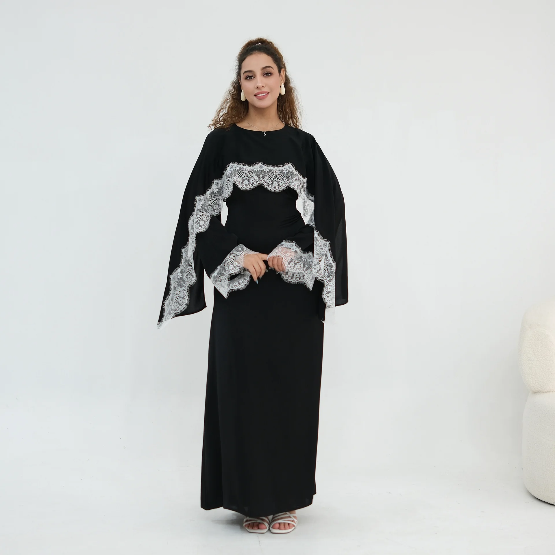 Lace Dress Women Eid Dubai Abaya Party Long Dresses Jalabiya Muslim Ramadan Morocco Abayas Kaftan Islam Vestidos Maxi Gown 5