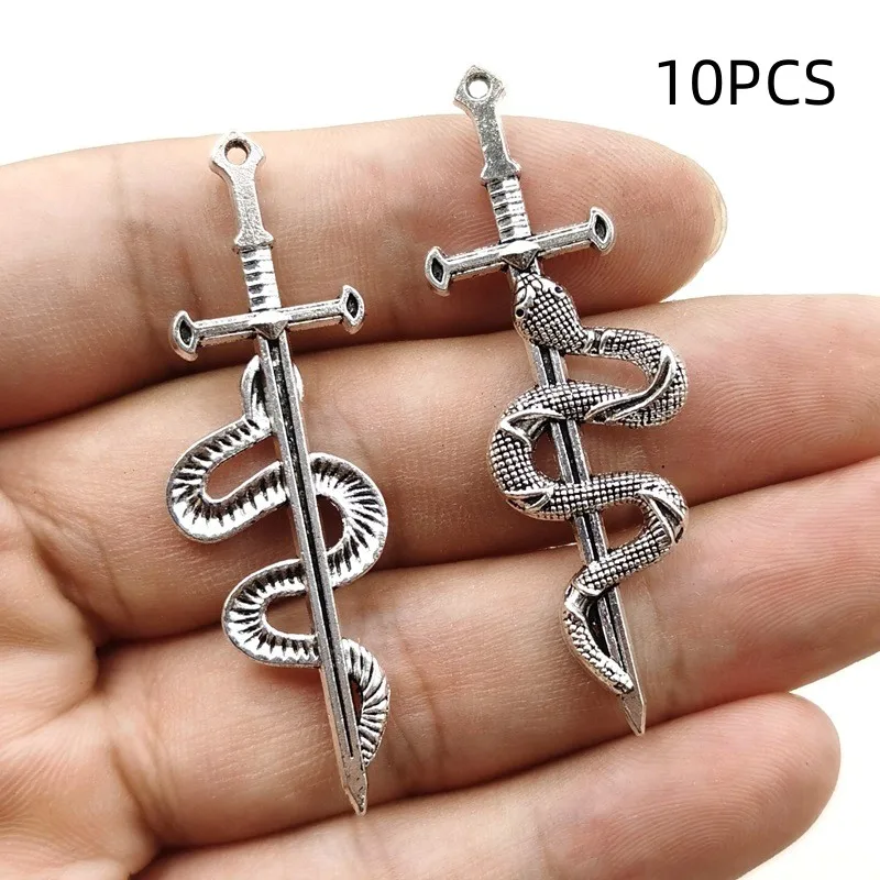 10 шт. новая мода ретро змеиный меч кулон аксессуары DIY змеиный меч сплав ювелирные аксессуары
