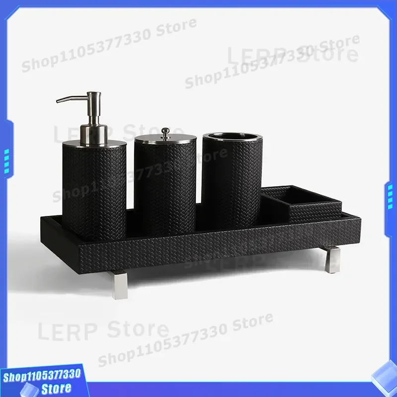 Nordic Leather Rectangular Tray for Bathroom Cosmetics Scented Candles Storage Organizer Home Decor Vanity Desk Accessories