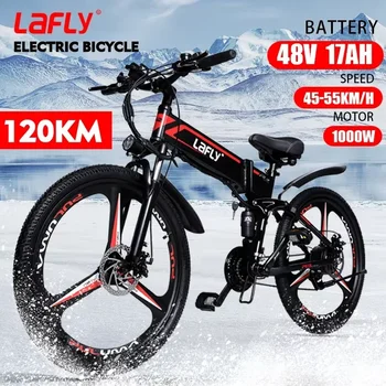 Image LAFLY X3 Aluminum Electric Bike Folding Lithium Assisted Mountain Cross Country Urban eBike 26 Inch 1000W, 17ah, Hydraulic