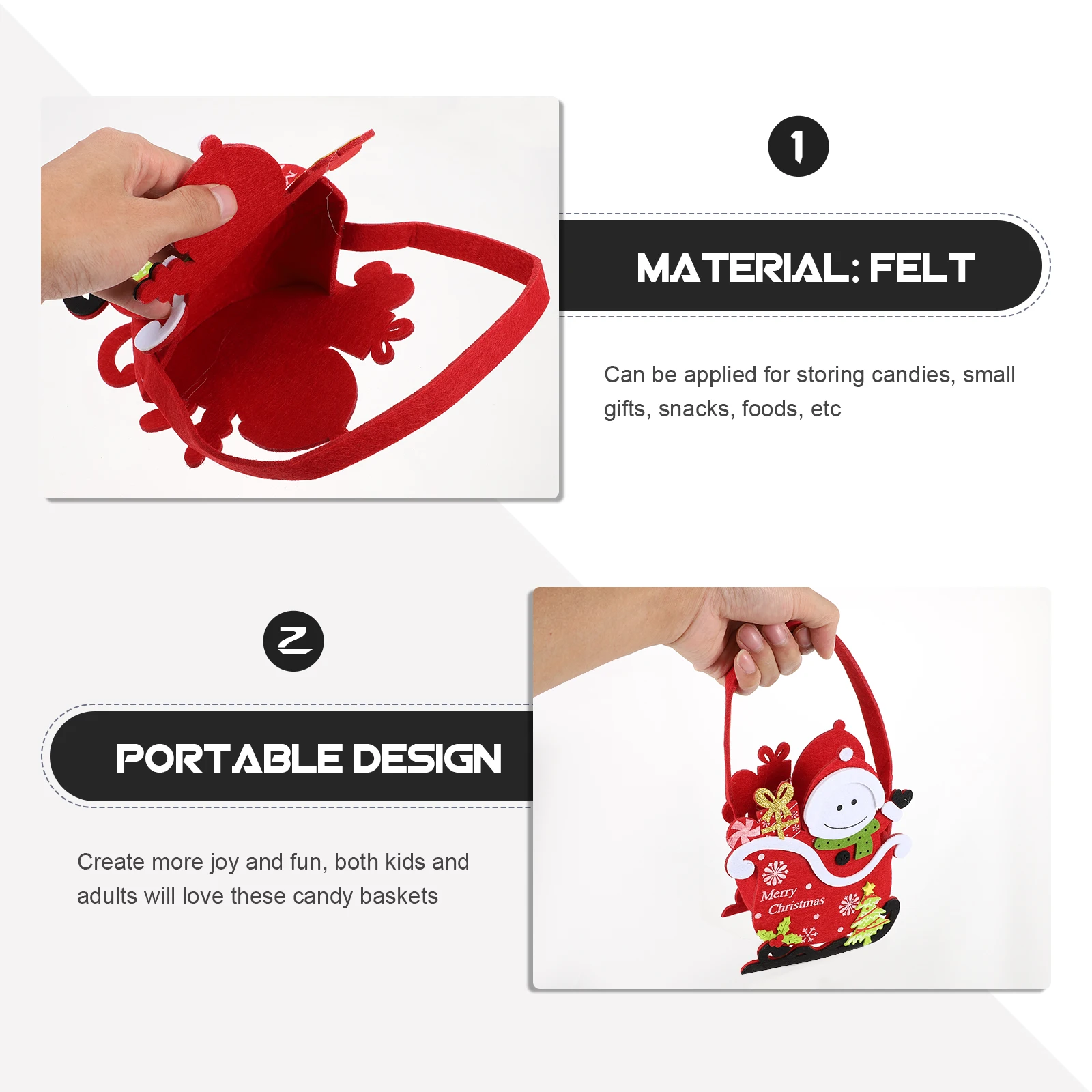 

Christmas Candy Basket Goodie Bag Felt Xmas Gift Decorative Container Tabletop Decoration Packaging Bags