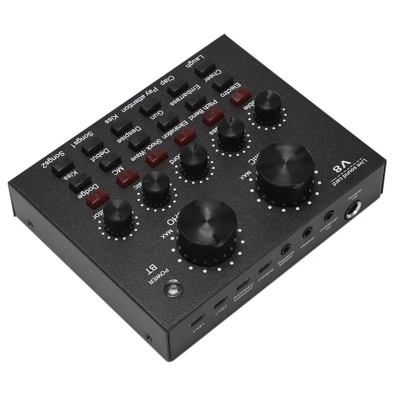 

A18E-3X V8 Звуковая карта Аудиосистема Интерфейс Внешний USB Живой микрофон Звуковая карта Bluetooth Функция для ПК Мобильный телефон