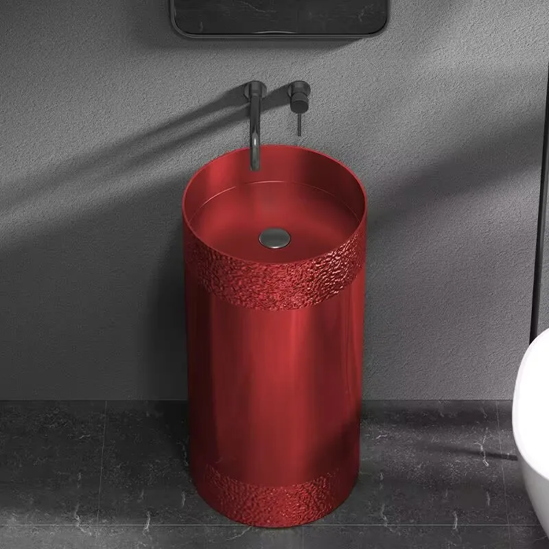 304 Stainless Steel Kick Resistant Wash Basin Nordic Column Basin Bathroom