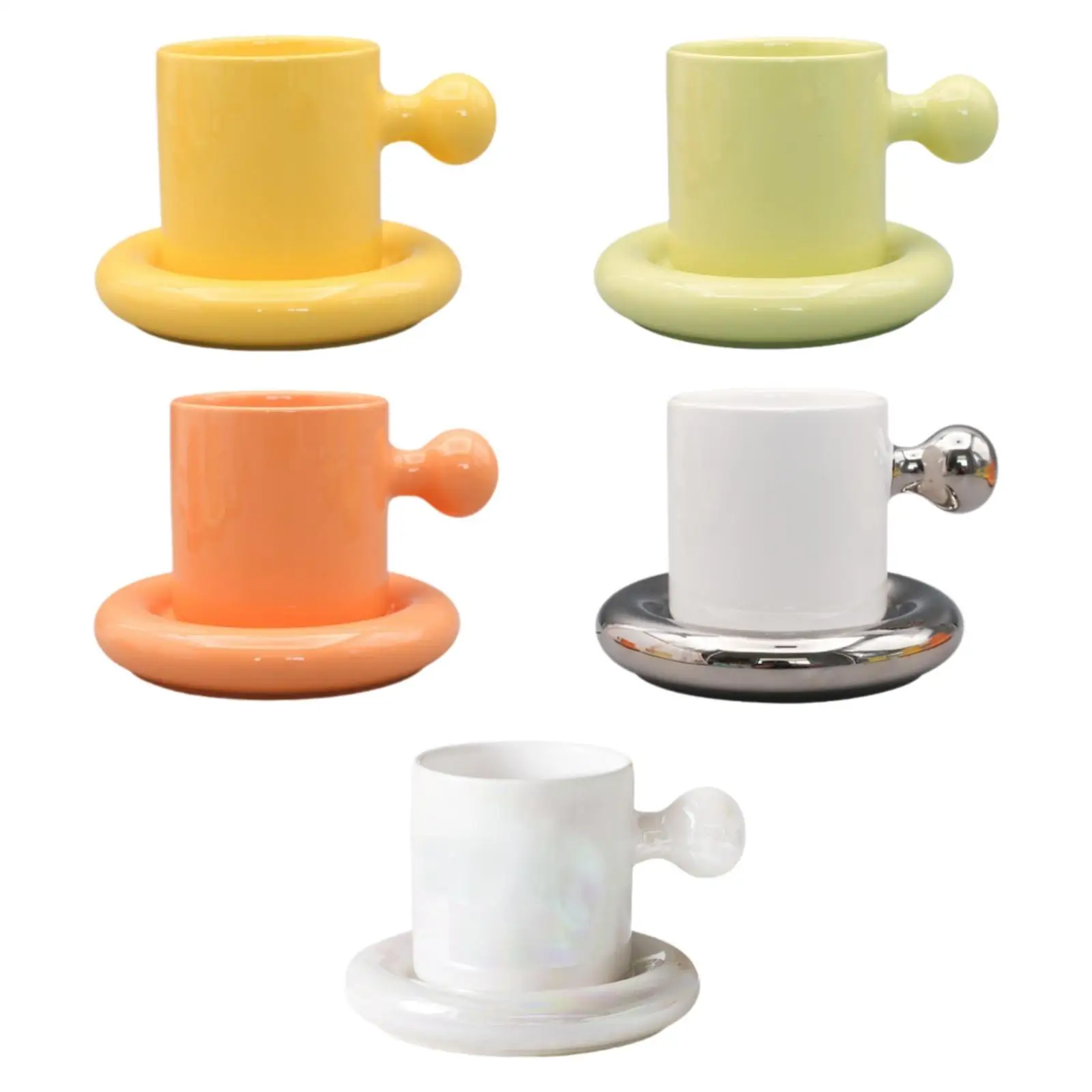 

Chubby Mug Saucer Set ,Coffee Cup ,Novelty Funny 300ml Teacup Ceramic Mug Cup for Women Gift Office Espresso Drinks