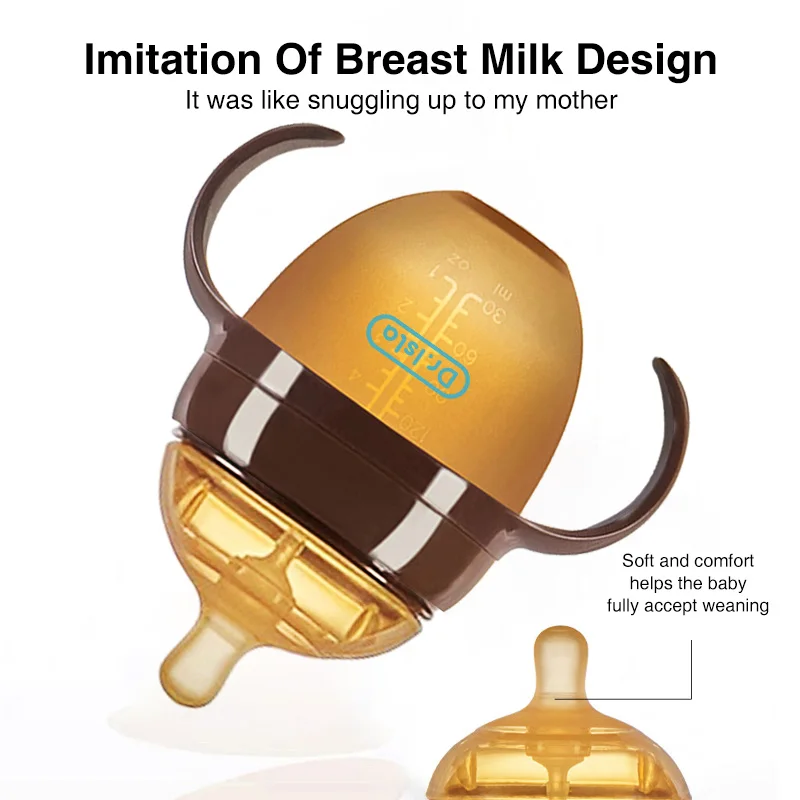 150ML/250ML Portable Baby Bottle Slicone Feeding Bottle With Handle Baby drop-resistant Bottles Newborn Bottle BPA Free image 3