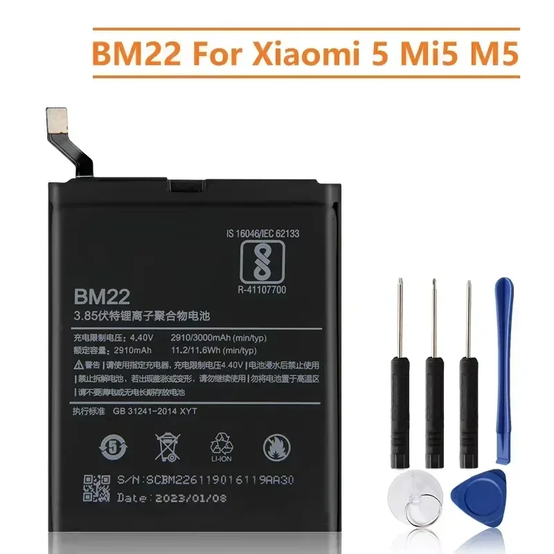 

2024 Replacement Phone Battery For XiaoMi 5 Mi5 M5 Prime BM22 Rechargeable Batteries 3000mAh With Free Tools