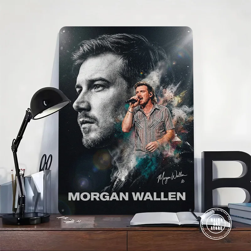 Morgan Wallen Concert 3D Texture Metal Poster Customized Wall Art Tin Sign Gift for Mancave Bedroom Decoration Room Funny Signs