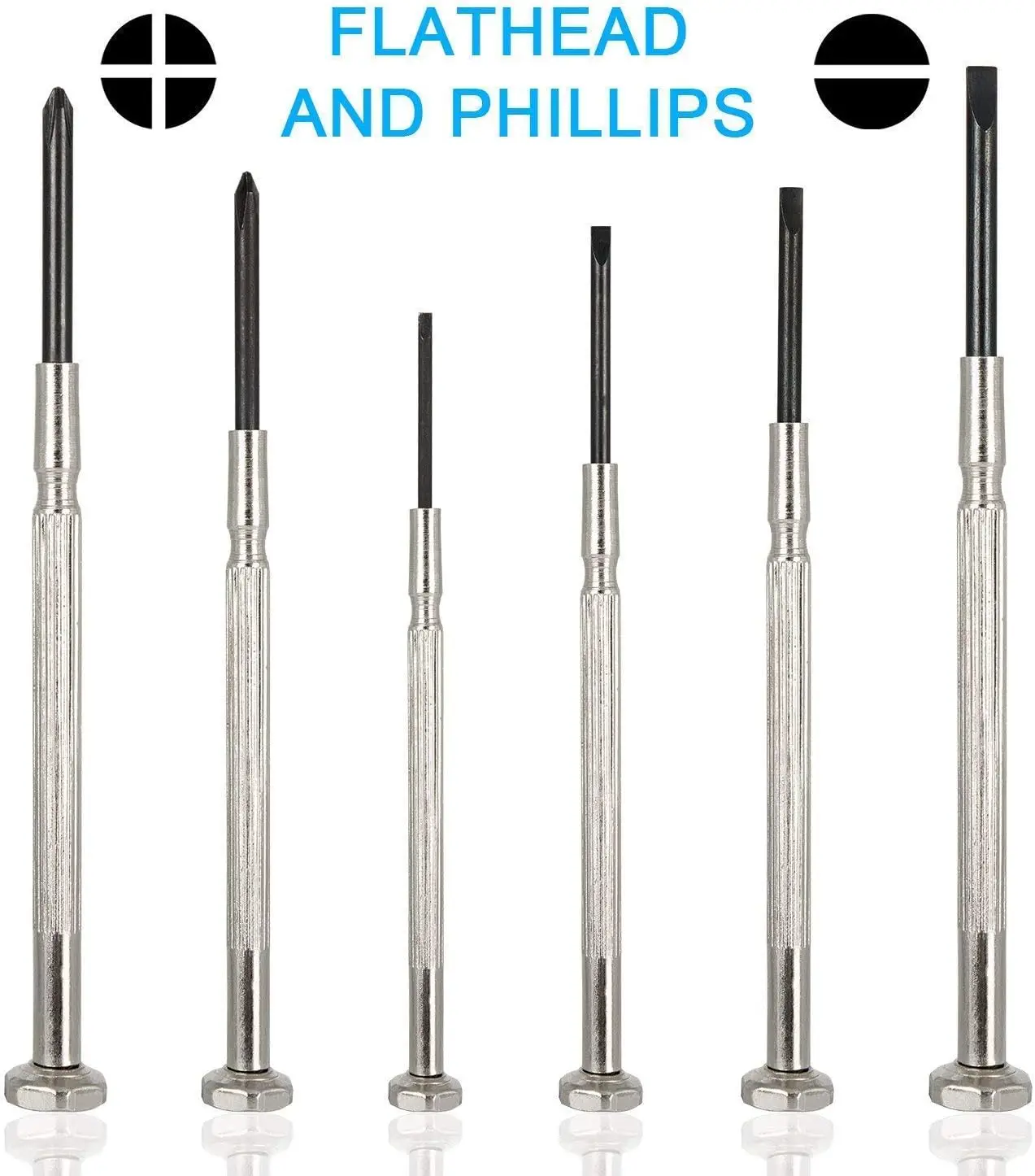 6 PCS Precision Screwdriver Set with Flat Head and Philips 6 Different Sizes for Watches Clock Glasses Electronic Repairs Tool