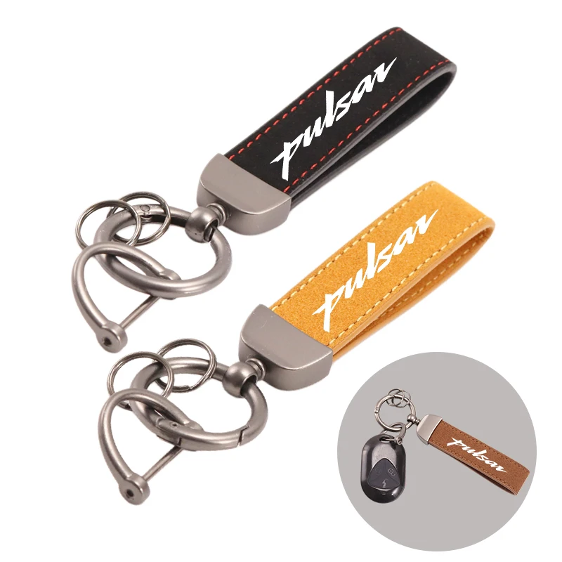 Llavero de aleación con logo de moda y llavero de cuero de gamuza para motocicleta, para Bajaj Pulsar 200 NS/200 RS/200 AS 200RS 200NS 180 150 N250