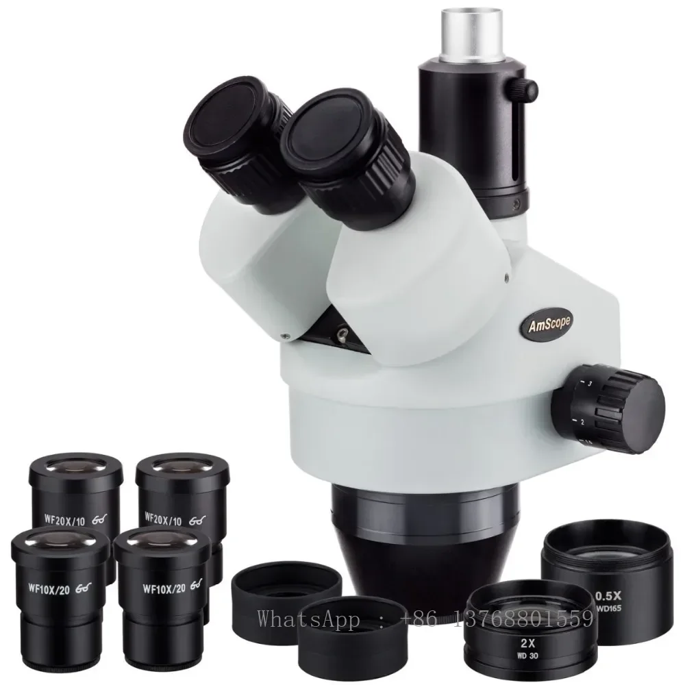 AmScope 3.5X-180X Simul-focal Trinocular Zoom Stereo Microscope Head