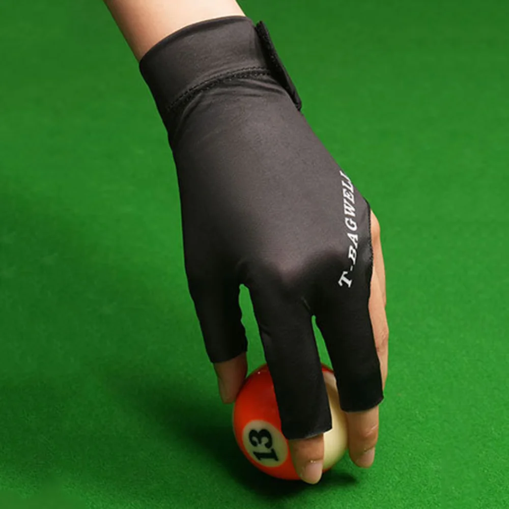 

Бильярдные перчатки для левой руки, эластичные, против пота, открытые перчатки с 3 пальцами, легкие дышащие перчатки с тремя пальцами, тренировочное оборудование