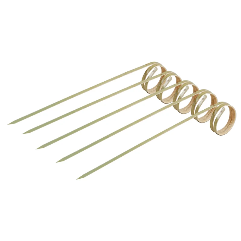 Vajilla desechable para fiesta, accesorio anudado de bambú, pinchos de fruta, 100 unids/lote por bolsa