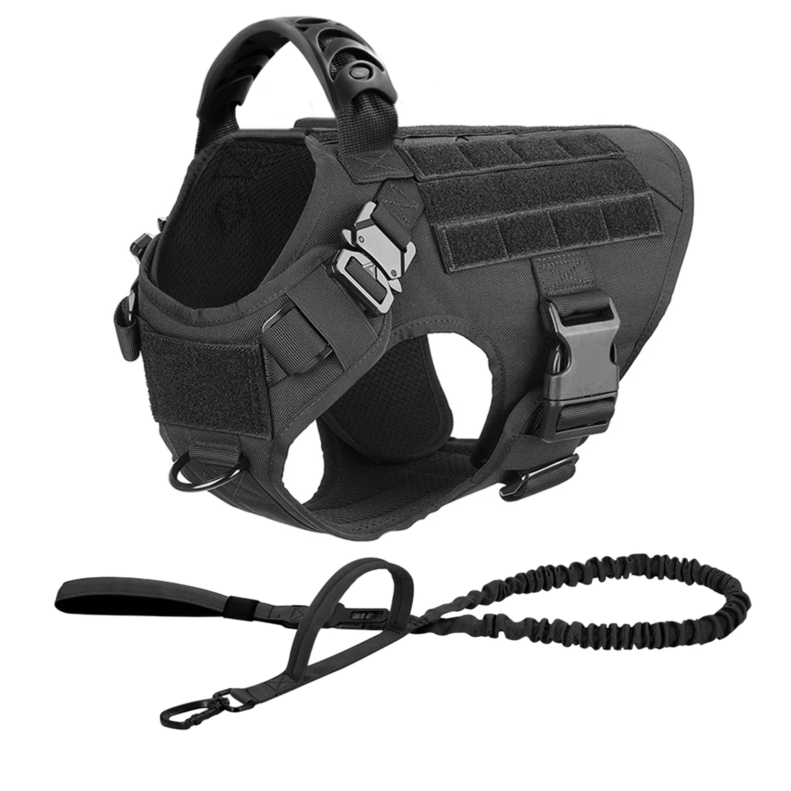 Tactical Large Dog Harness Vest and Leash Set for German Shepherd Malinois