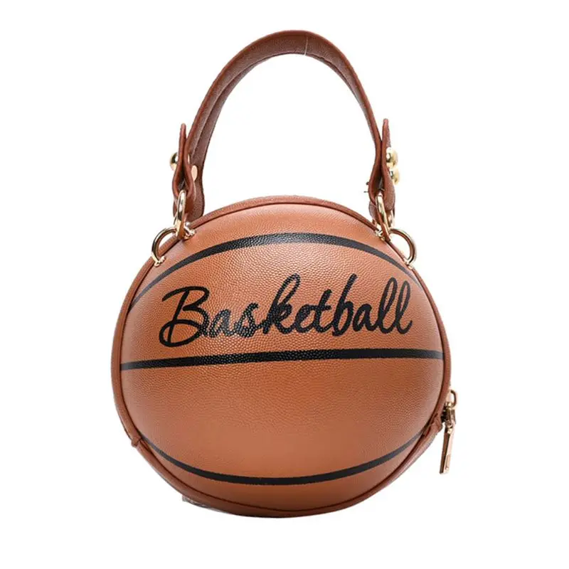 

Women Basketball Round PU Leather Shoulder Crossbody Bag Tote Chain Satchel 517D