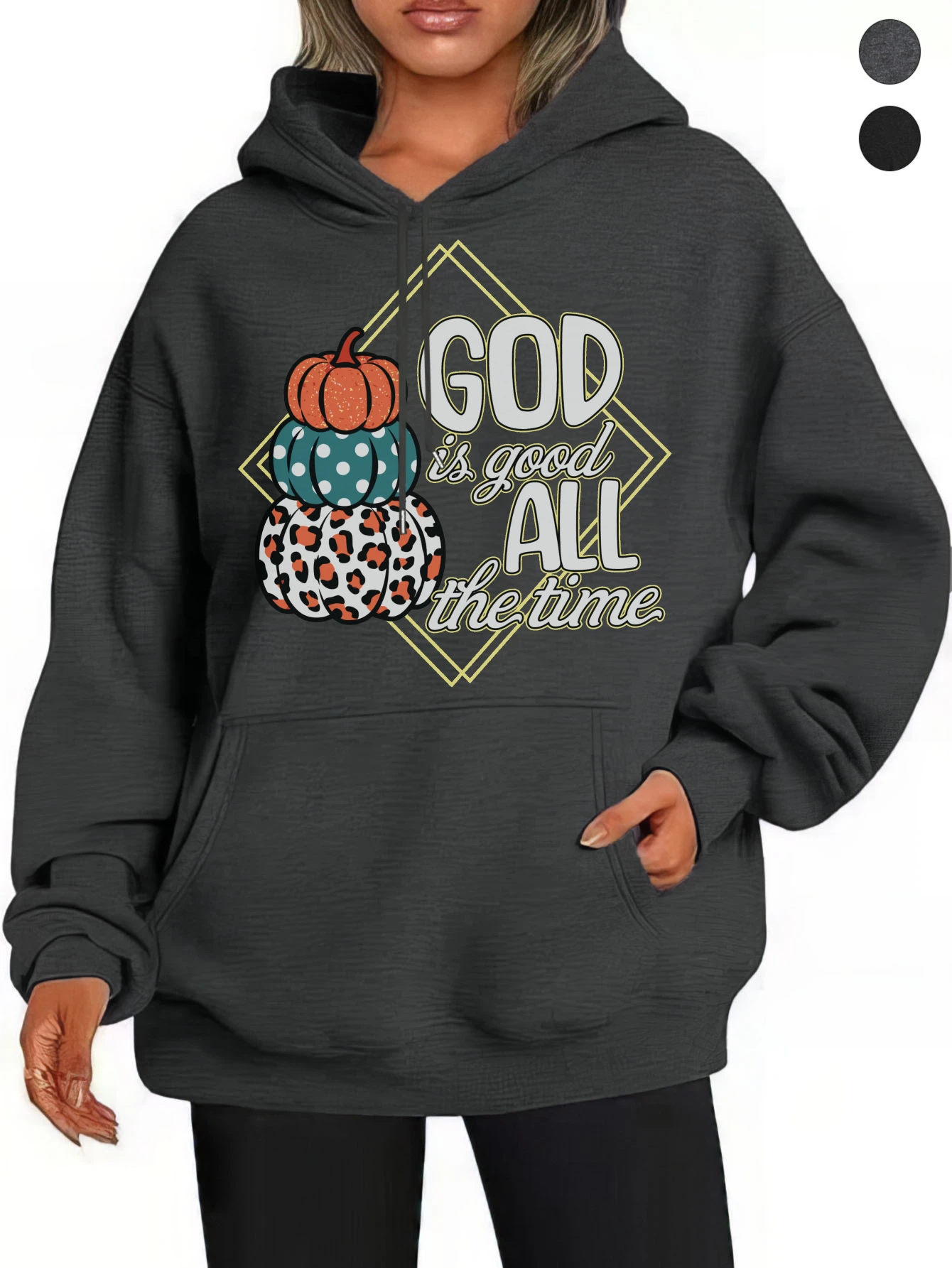 

Женские уютные черные, серые толстовки с графикой на День Благодарения, мягкий хлопок, свободный крой для осень/зимы, релаксации, Хэллоуина