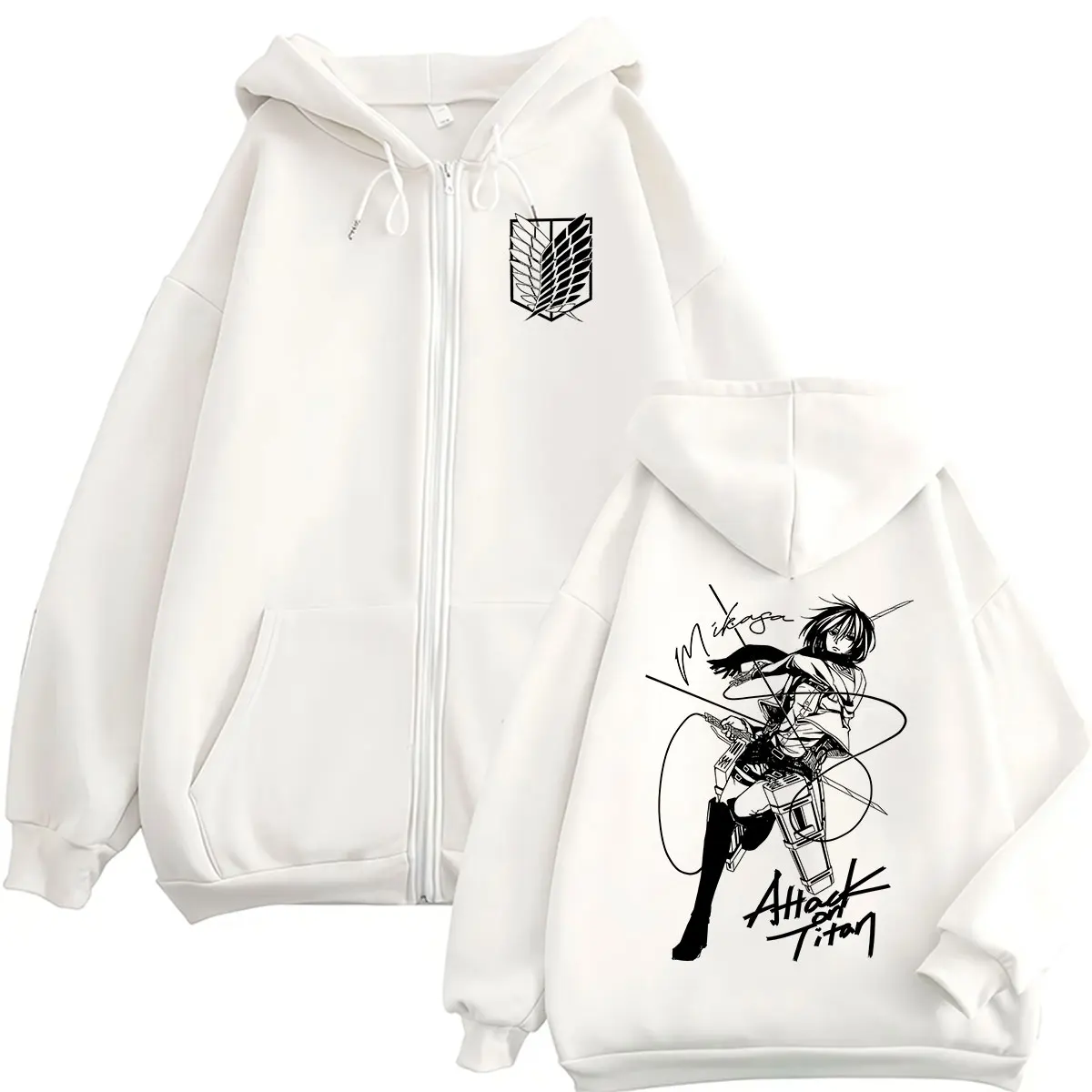 Anime Attack on Titan ACKERMAN Zipper Hoodie Men Women Long Sleeve Fashion Oversized Sweatshirt Vintage Pullover Jacket Hooded