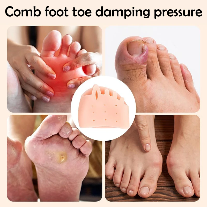 4 pares 5 buracos almofada frontal joanete footbeds favo de mel separador de dedos gel alívio da dor palmilhas calos bolhas prevenção calos